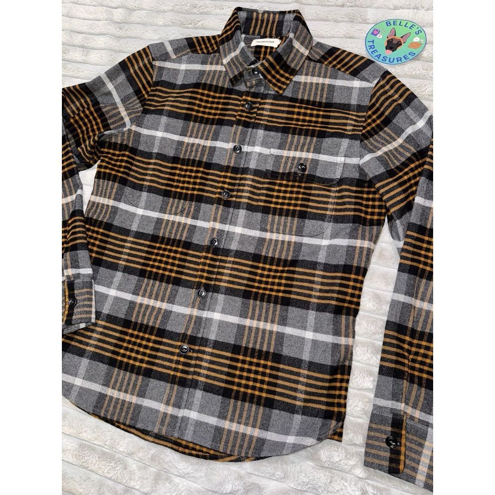 Taylor Stitch Brown and Gray Plaid Casual Button Down Shirt